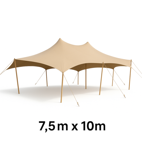 Stretchzelt 7,5m x 10m sand coated